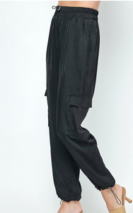 Zanadu Satin Joggers-Black