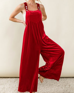 Red Wide Leg Overalls