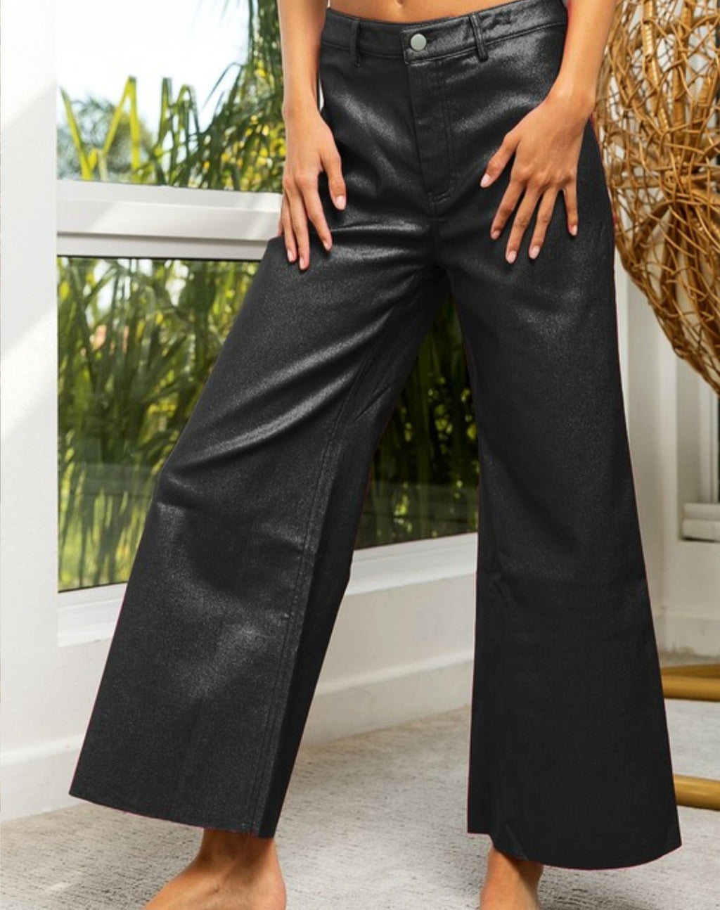 Metallic Wide Leg Pants