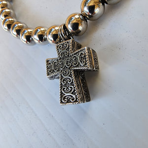 R223764 Silver Cross Prayer Bracelet