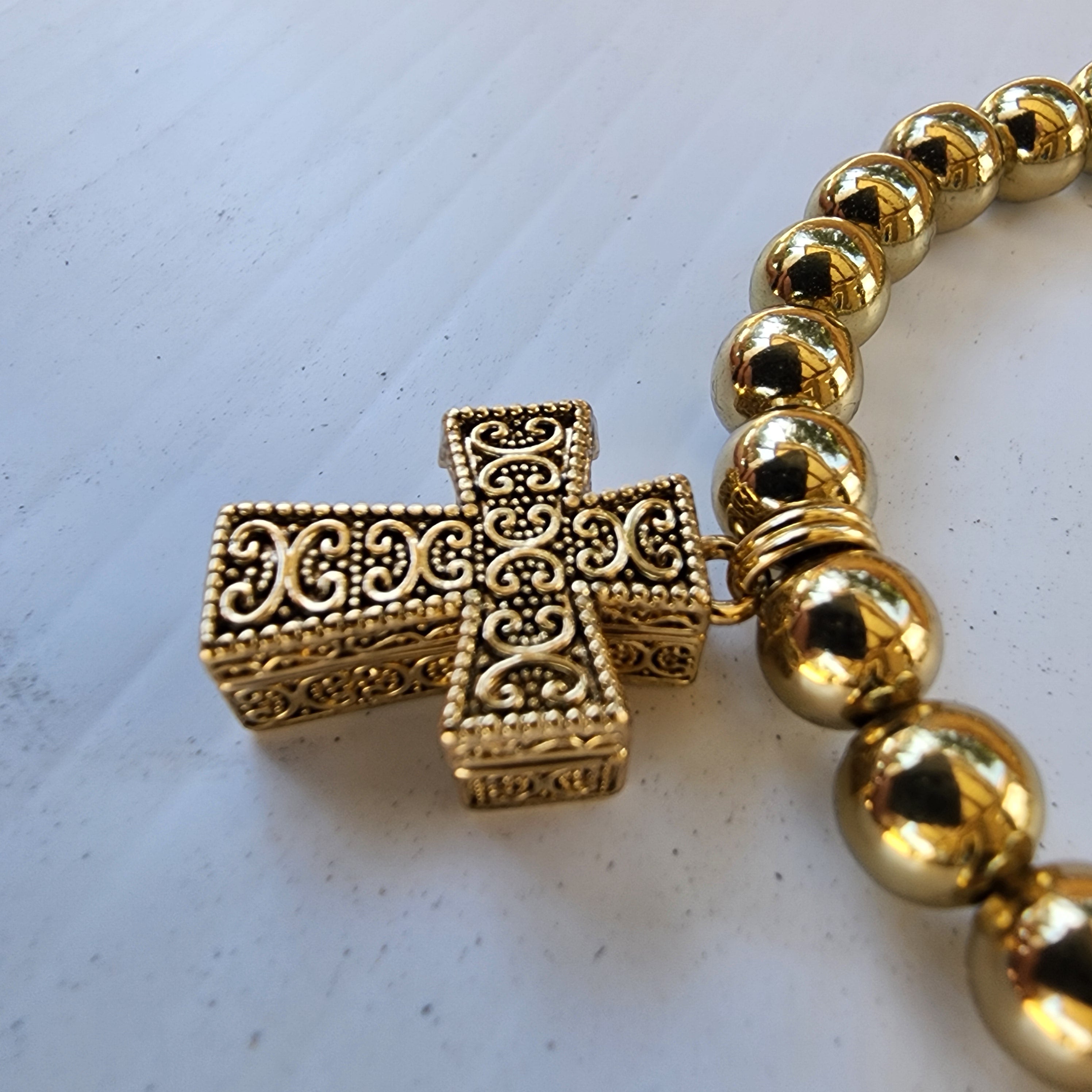 R223781 Gold Cross Prayer Bracelet