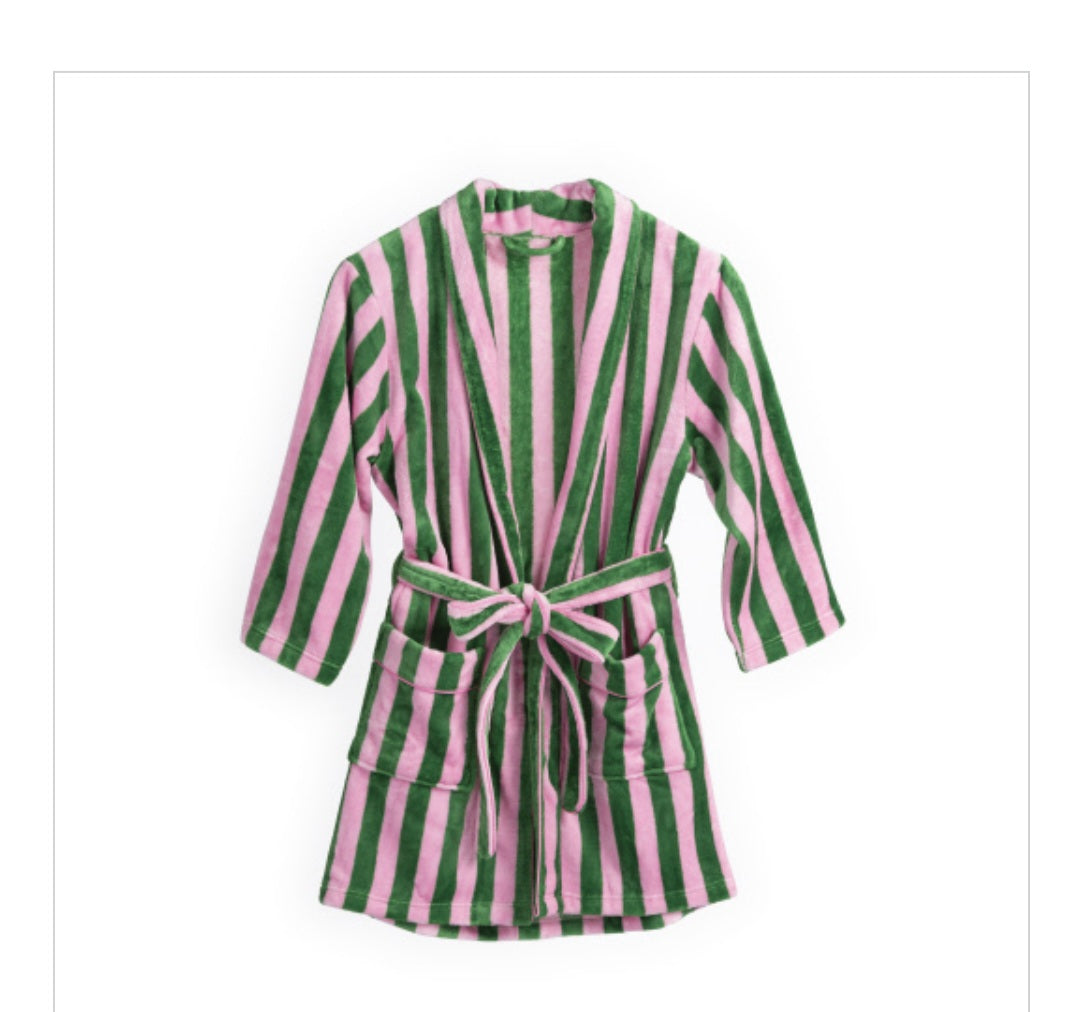 Felicity Striped Robe-Green/Pink