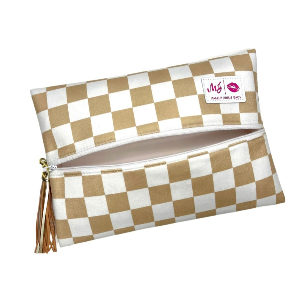 Khaki Checkered by Makeup Junkie Bags