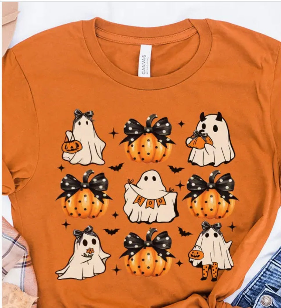 Ghost and Polka Dot Pumpkin Tee