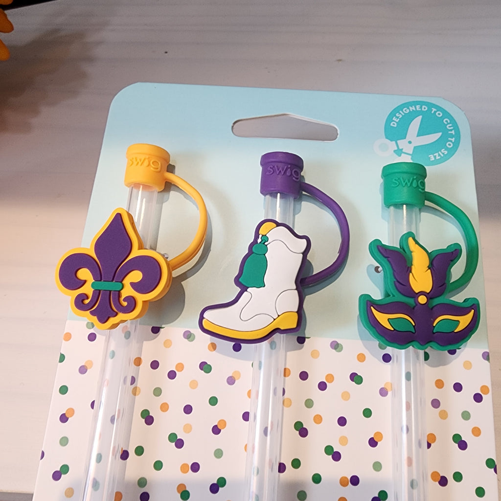 Swig Mardi Gras Straw Toppers