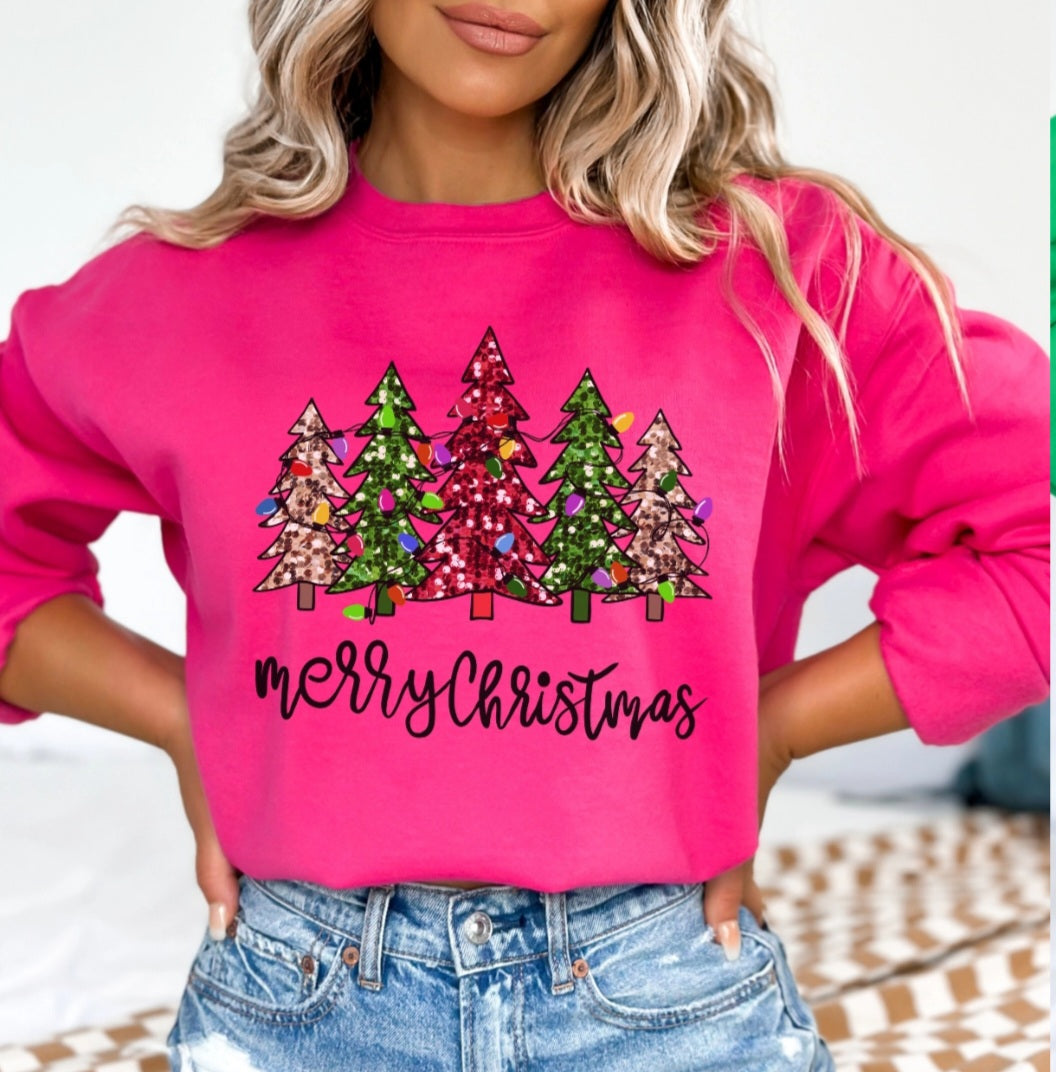 Merry Christmas Sweatshirt- Pink