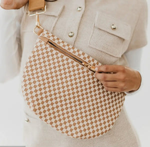 Woven Bum Bag Tan Check