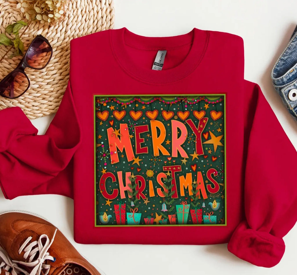 Merry Christmas Sweatshirt-Red