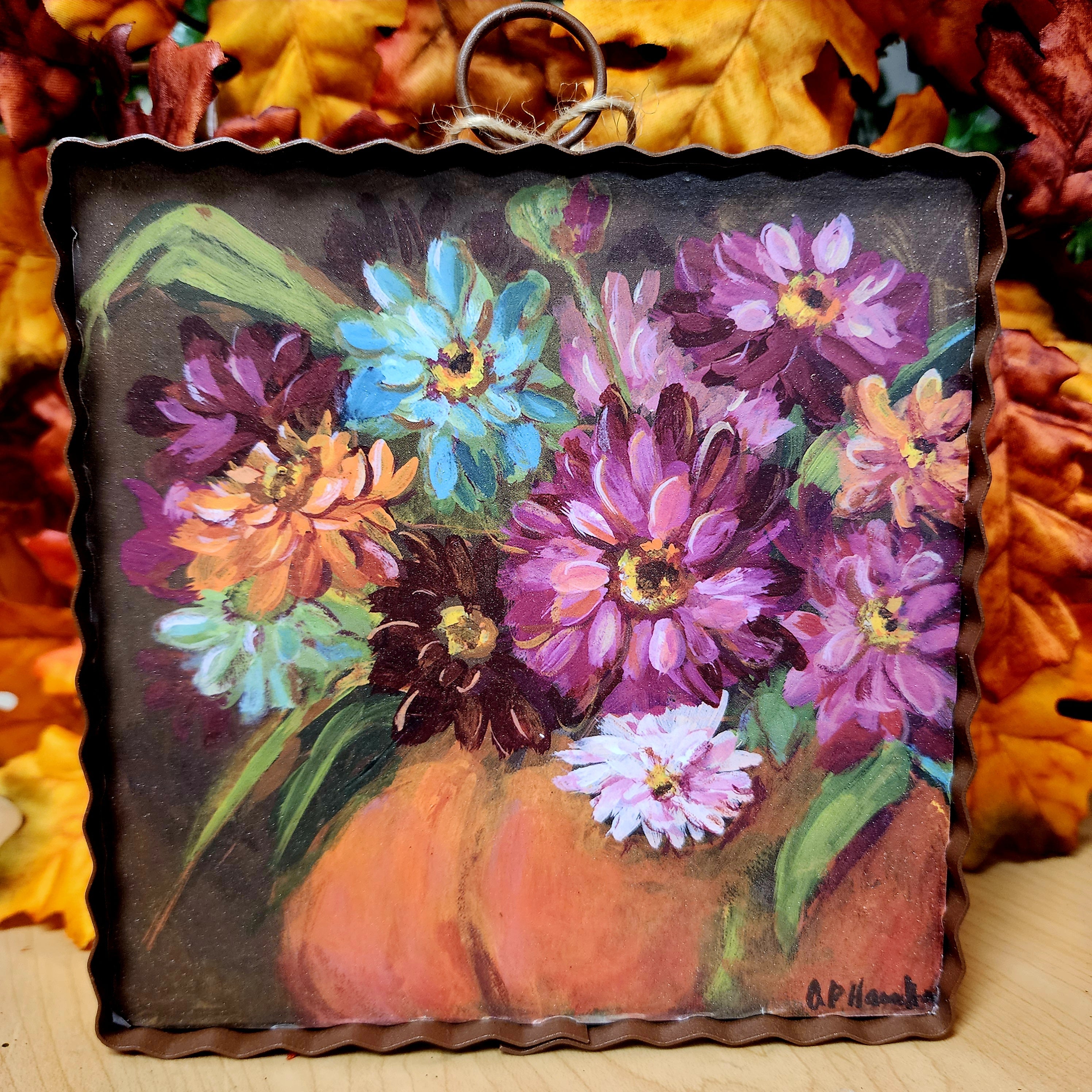 Zinnias in a Pumpkin