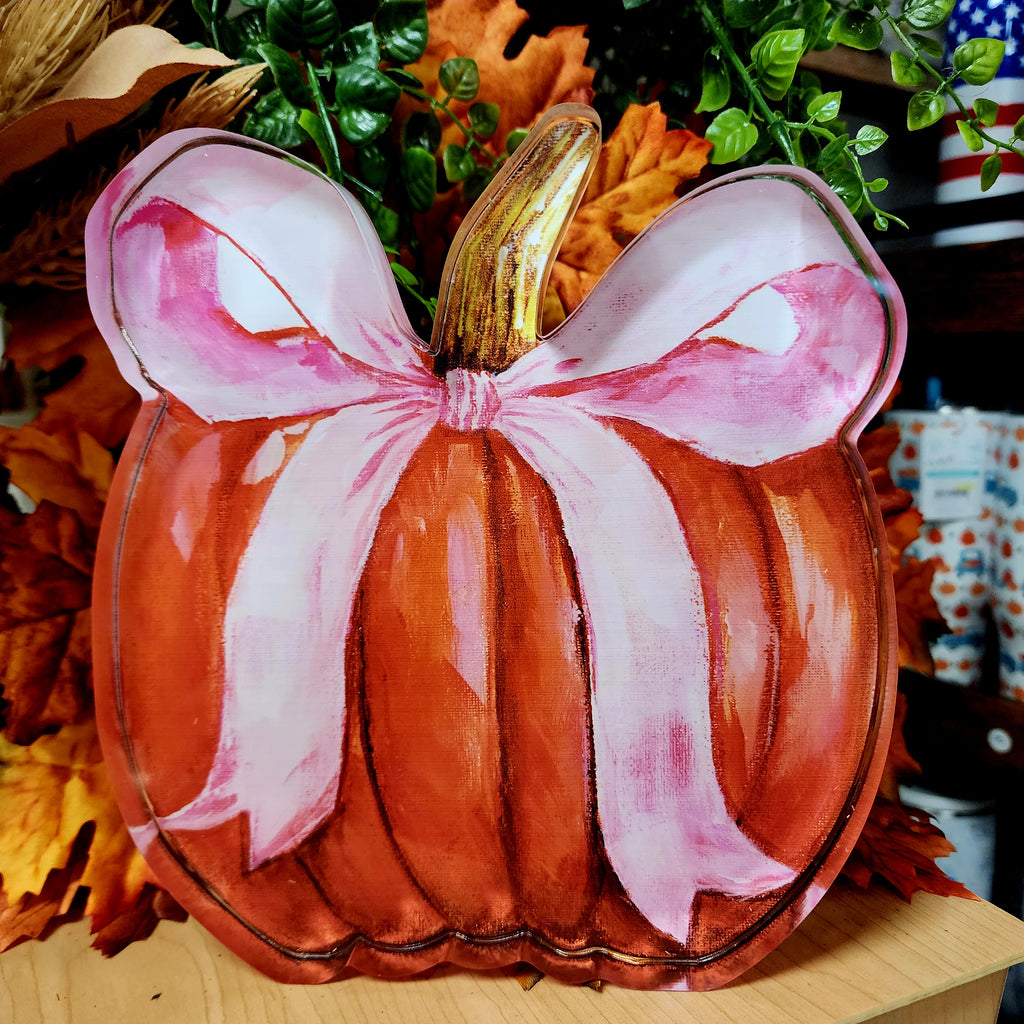 Acrylic Pink Ribbon Pumpkin