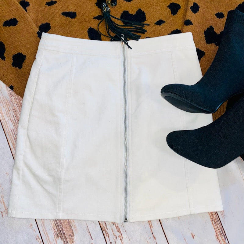 Winter White Corduroy Skirt