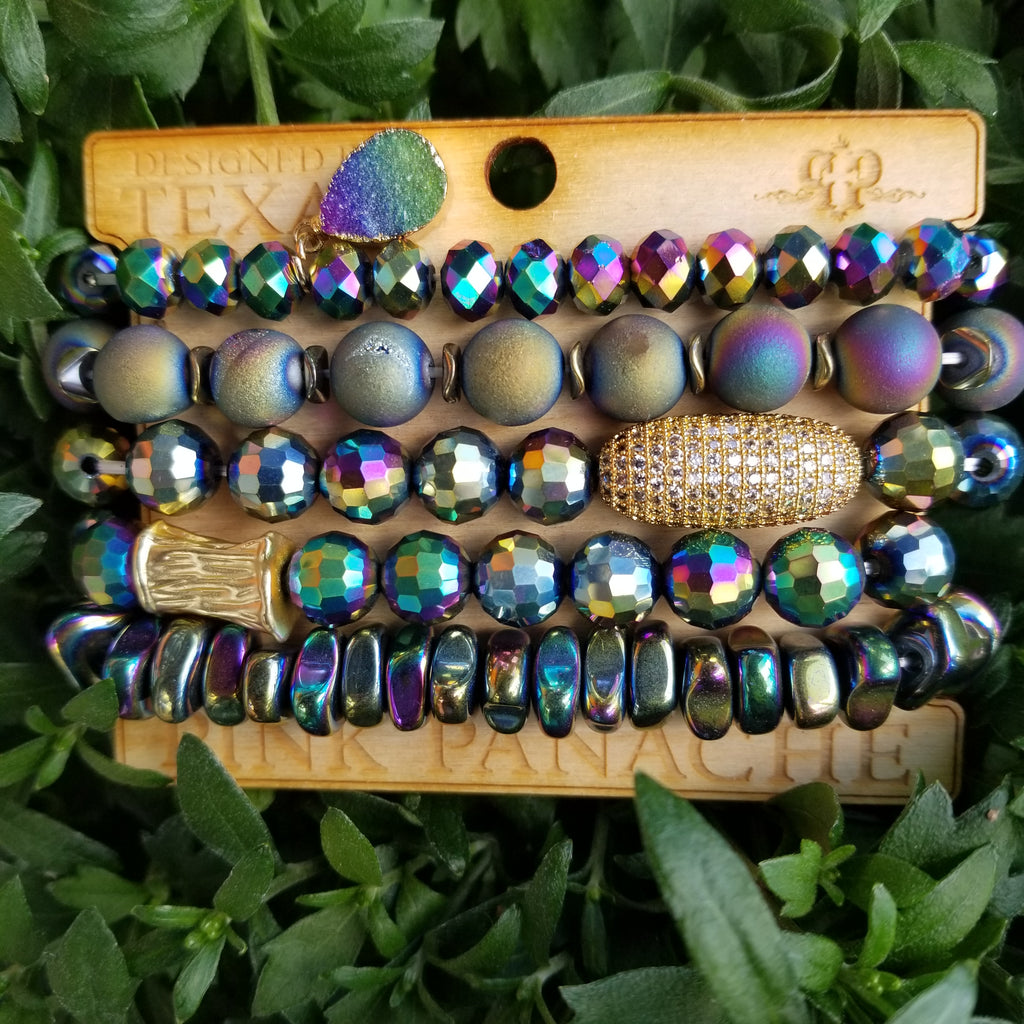 RD0039 Iridescent Stackable Bracelets