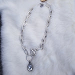 RD0045 Silver Chain and Crystal Pendant Necklace