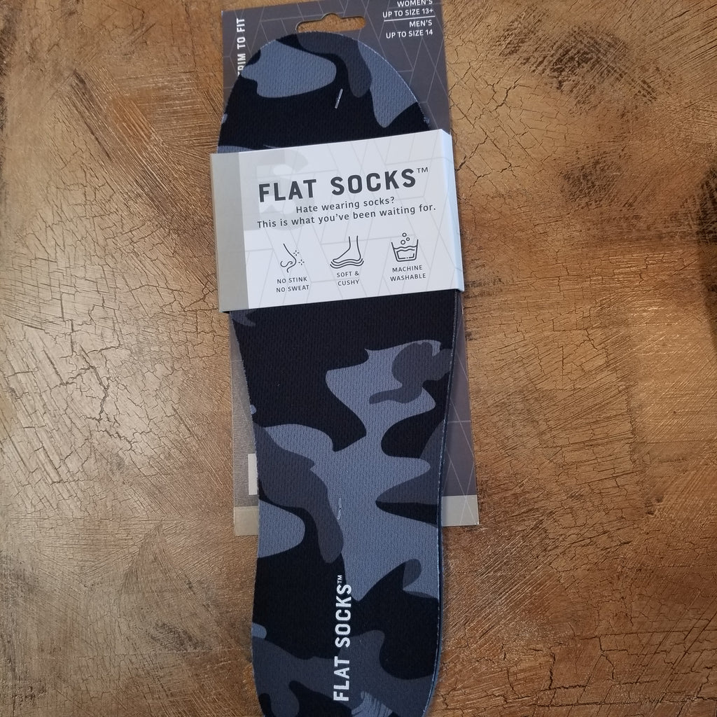 Flat Socks-Mens Gray Camo
