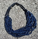 RD0052 Navy Multi Strand Bead Necklace