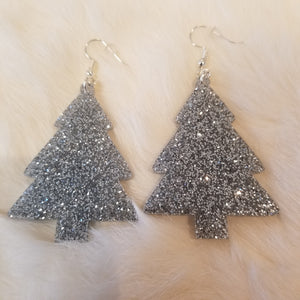 RD0078 Silver Christmas Tree Earrings