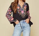 Embroidered Top-Black