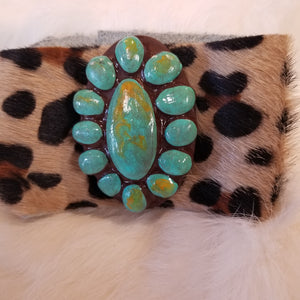 RD0133 Turquoise and Leopard Print Cuff