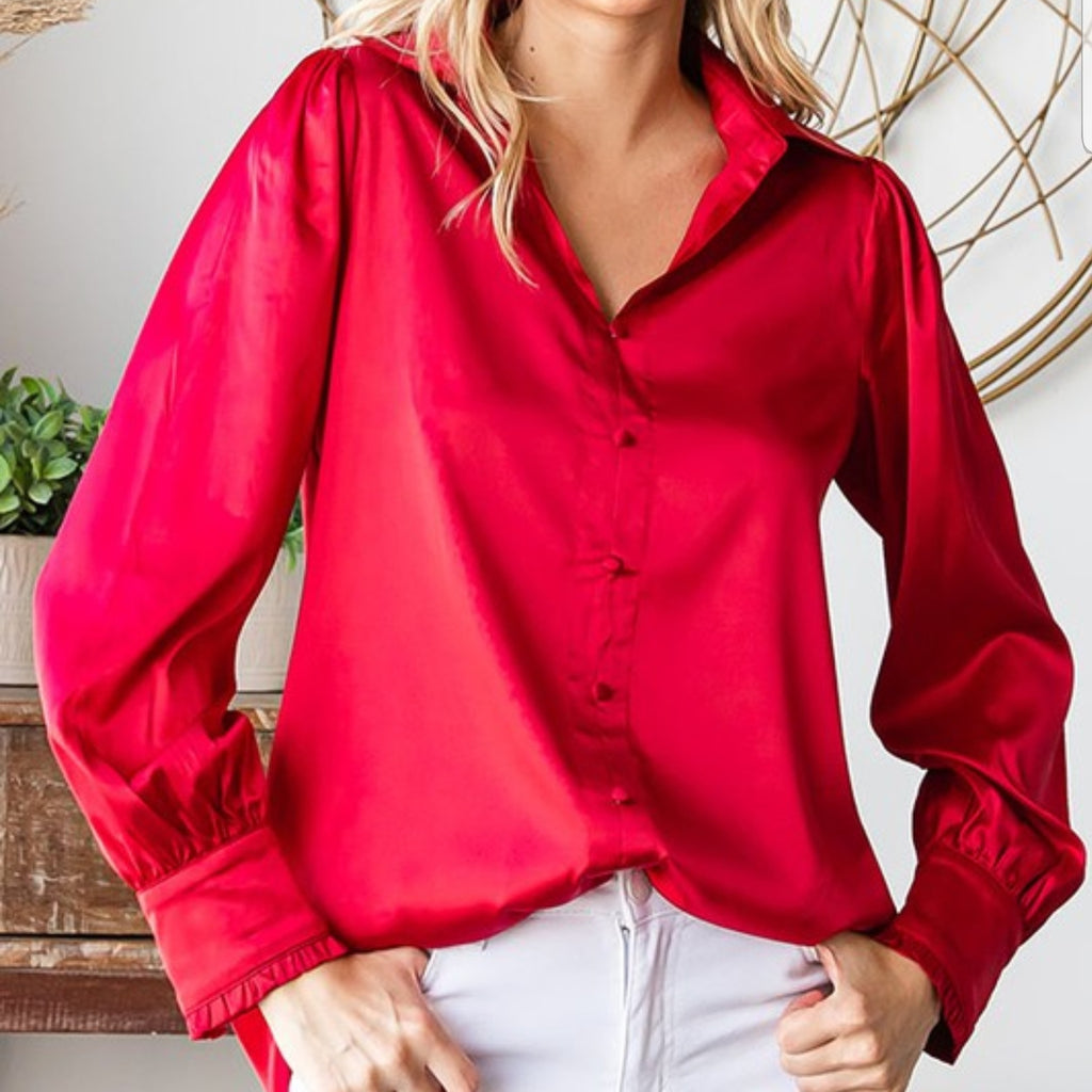 Red Satin Blouse