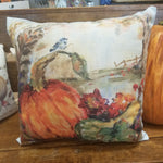 Chickadee on Pumpkin Pillow