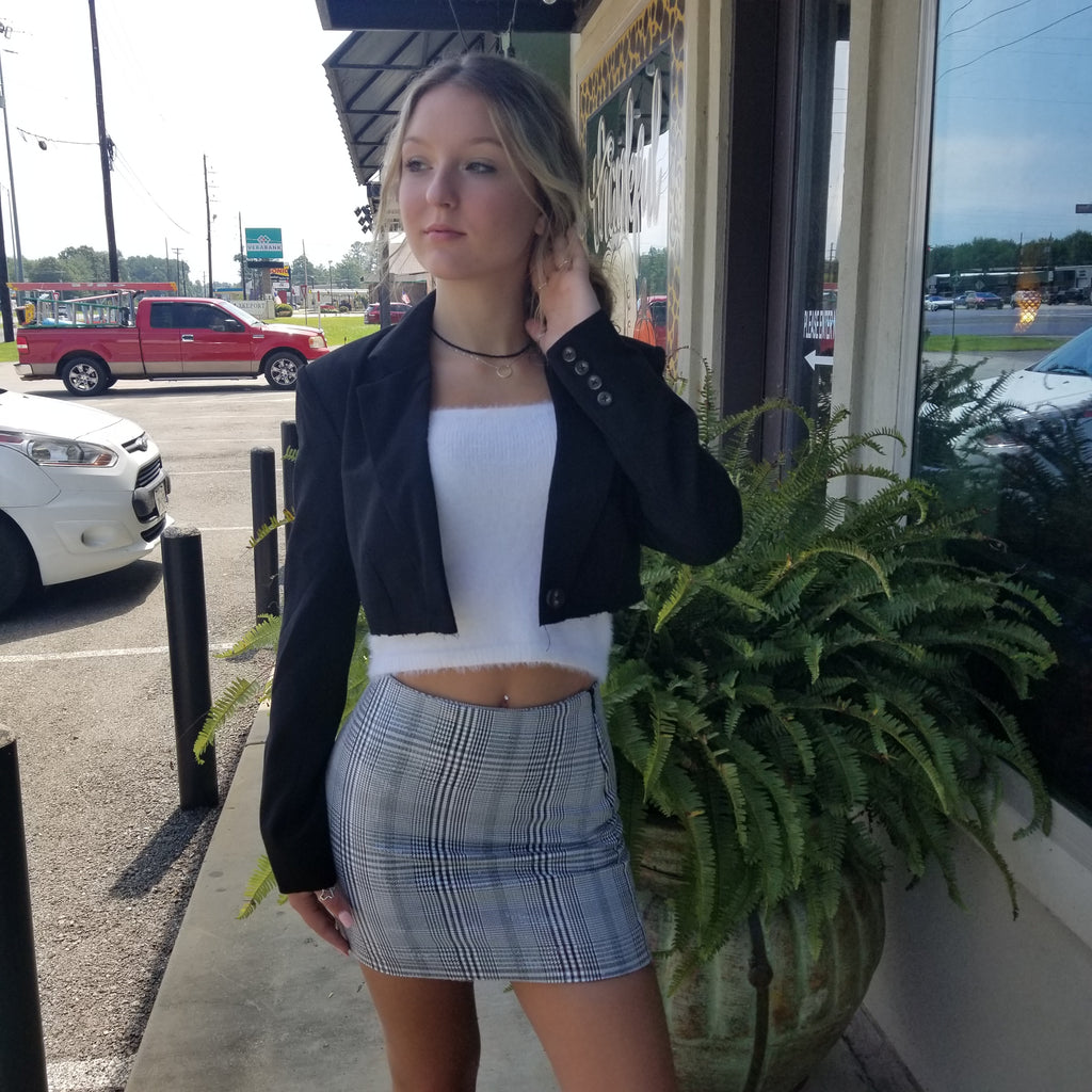 Black Cropped Tuxedo Jacket