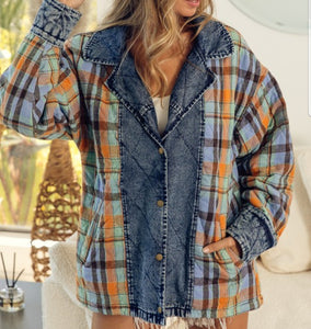 Vintage Plaid and Denim Jacket